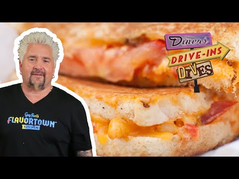 Guy Fieri Eats Grilled PIMENTO Mac &#039;n&#039; Cheese | Diners, Drive-Ins and Dives | Food Network