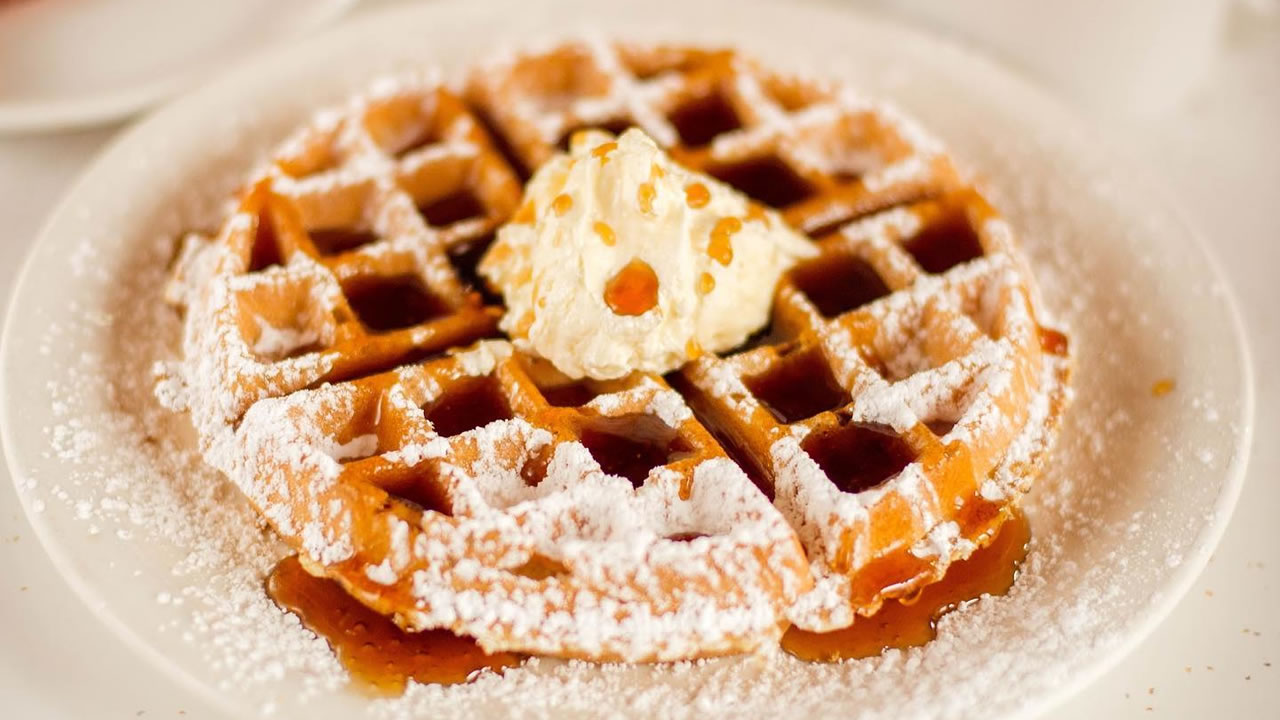 Waffle with Powdered Sugar at The Pancake Pantry